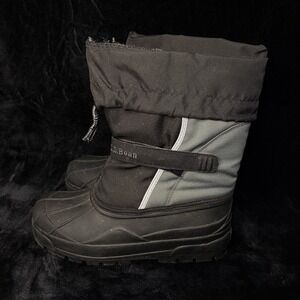 L.L.Bean Northwoods 238064 Kids 7 Snow Boots Black Gray Insulated Lined Boots‎